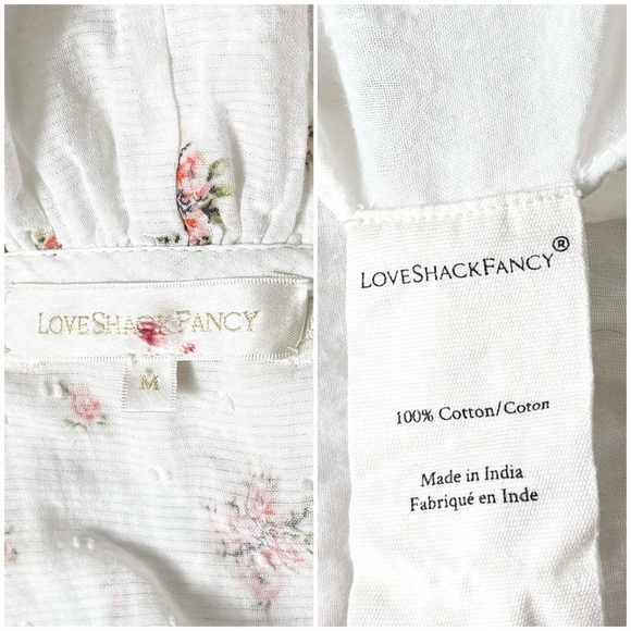 LOVESHACKFANCY Floral Embroidered Eyelet Ruffle Trim  Square Neck Mini Dress M - Picture 8 of 9